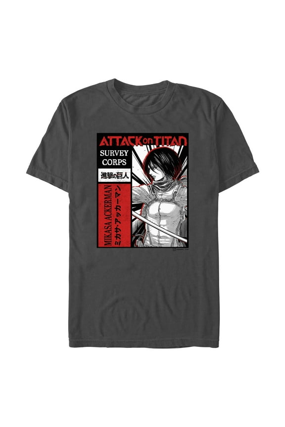 Mens Attack on Titan Mikasa Survey Corps Panel T Shirt