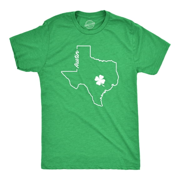 Mens Austin Texas Saint Patrick's T Shirt Funny St. Paddy's Day Parade Novelty Graphic Tee for Guys Graphic Tees