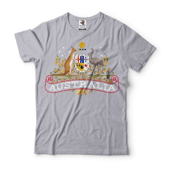 Mens Australia T-shirt Australia National Flag Logo Country Shirts Australian Patriotic Shirt (3X-Large Grey)