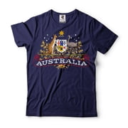 Mens Australia T-shirt Australia National Flag Logo Country Shirts Australian Patriotic Shirt Medium Navy Blue