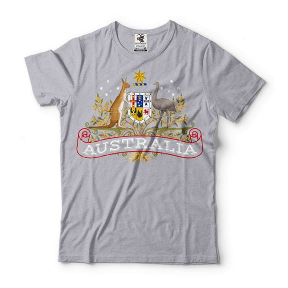 Mens Australia T-shirt Australia National Flag Logo Country Shirts Australian Patriotic Shirt (Small Grey)