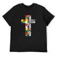 thumbnail image 1 of Mens Autism Awareness Jesus Cross Puzzle Cool Christian Gifts T-Shirt Black Medium, 1 of 5