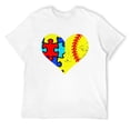 thumbnail image 1 of Mens Autism Softball Heart Funny Autism Puzzle Softball Mom Short Sleeve T-Shirt White 2X-Large, 1 of 5