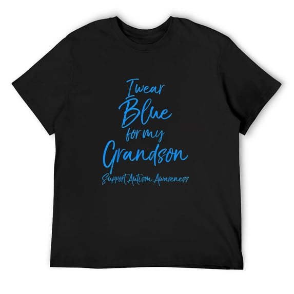 Mens Autism Support Gift for Grandma I Wear Blue for My Grandson T-Shirt Black 4X-Large