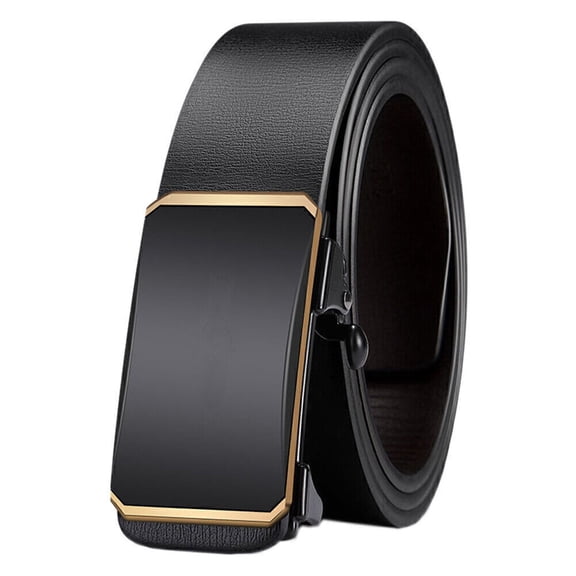 Mens Automatic Buckle Ratchet Waistband Waist Belts Leather Belts High-Quality-Gold And Black