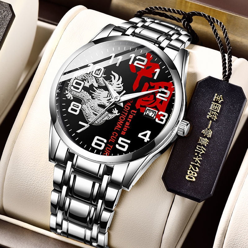 Mens Automatic Mechanical Watch - 37mm Swiss Movement Business Style - Water Resistant 30m - Spiral Crown - Calendar