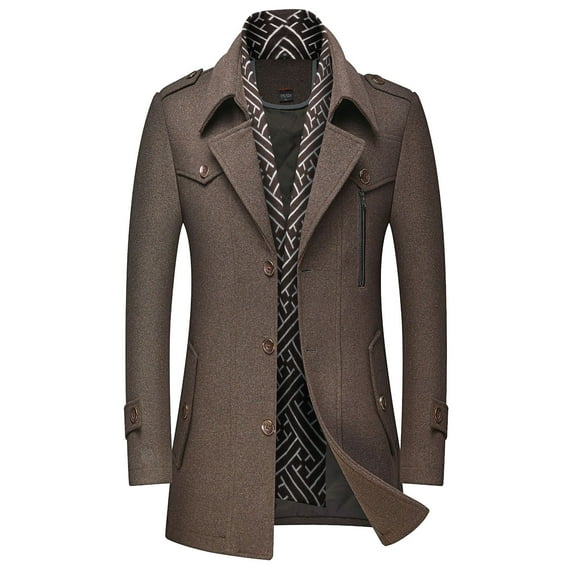 Mens Autumn And Winter Business Casual Woolen Cardigan Jacket Mens Thickened Scarf Coat