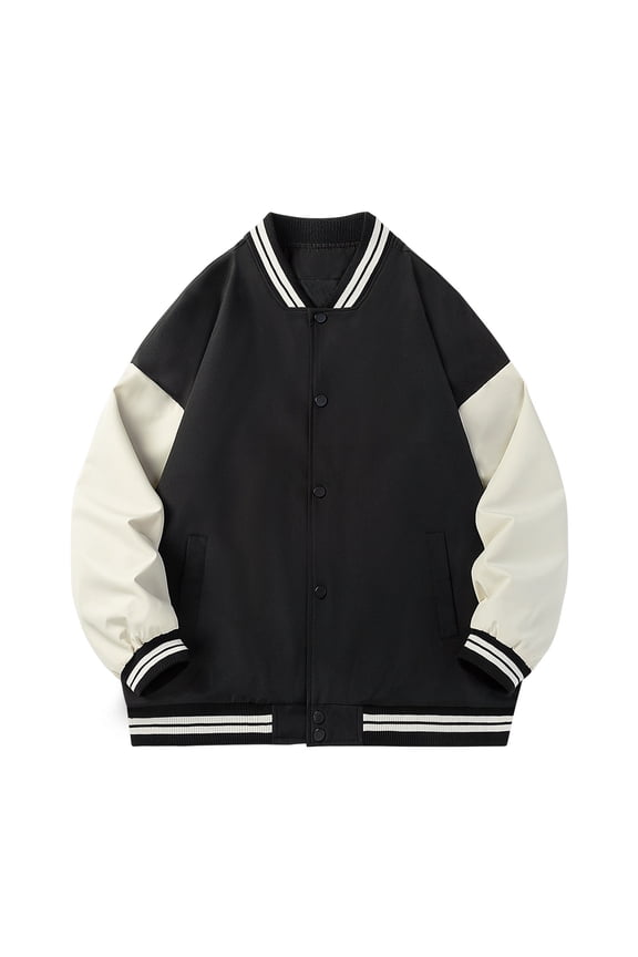Mens Autumn And Winter Casual Solid Simple Sports Button Pocket Flying Jacket Baseball Clothes Coat