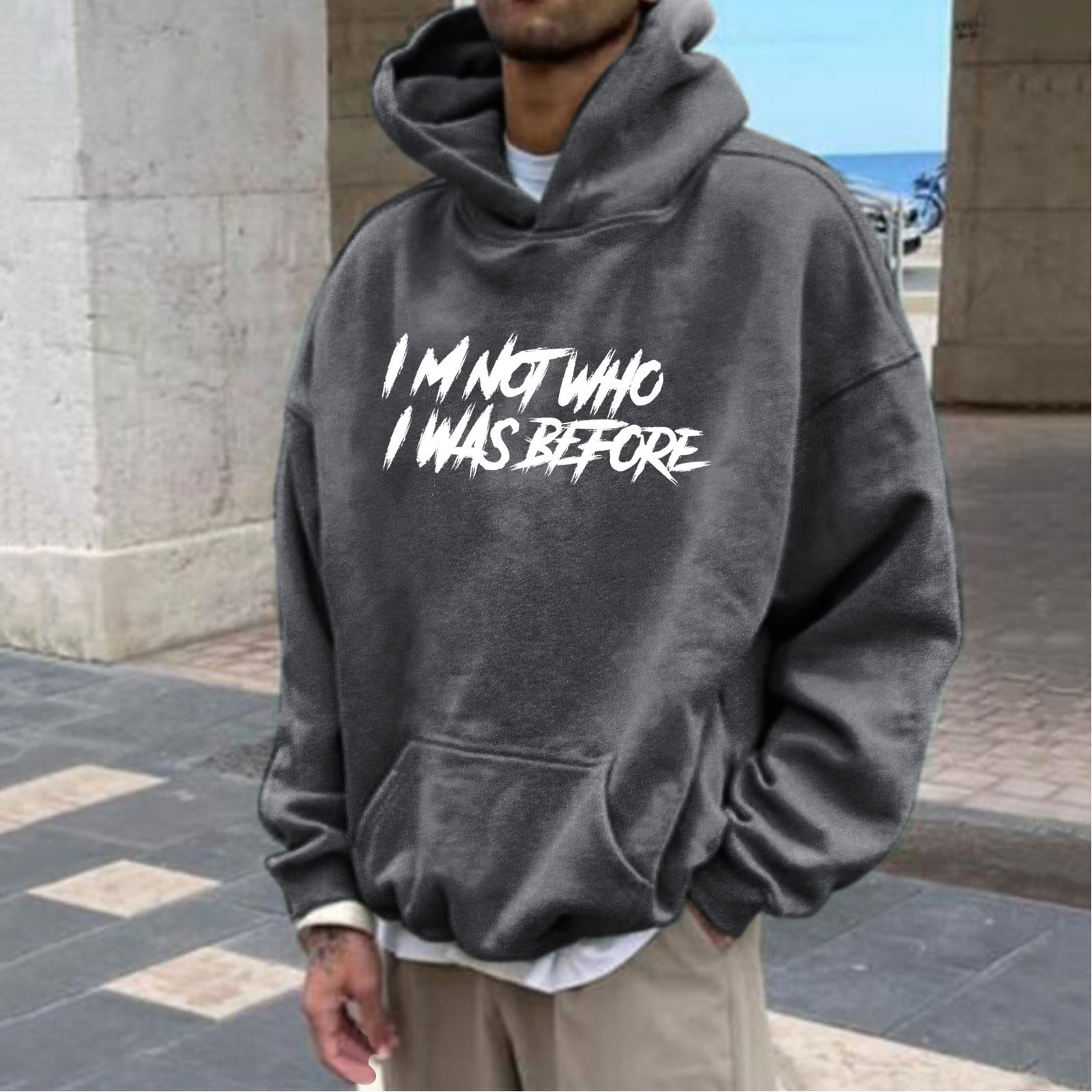 Mens Autumn And Winter Fashion Casual Loose Plus Size Hooded
