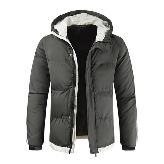 Mens Autumn And Winter Fashion Casual Solid Color Padded Warm Cotton Coat Cotton Padded Jacket