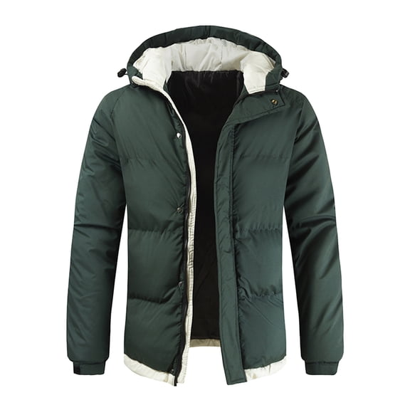 Mens Autumn And Winter Fashion Casual Solid Color Padded Warm Cotton Coat Cotton Padded Jacket
