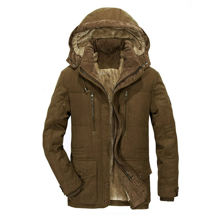 Mens Autumn And Winter Fashion Casual Zipper Stereo Patch Pocket Plus  Velvet Cotton Padded Jacket Winter Coat
