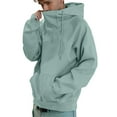 thumbnail image 1 of Mens Autumn And Winter Hoodies Long Sleeve Turtleneck Solid Color Pocket Loose Fit Fashion Sweatshirt For Casual Daily Wear,Blue,Xl, 1 of 5