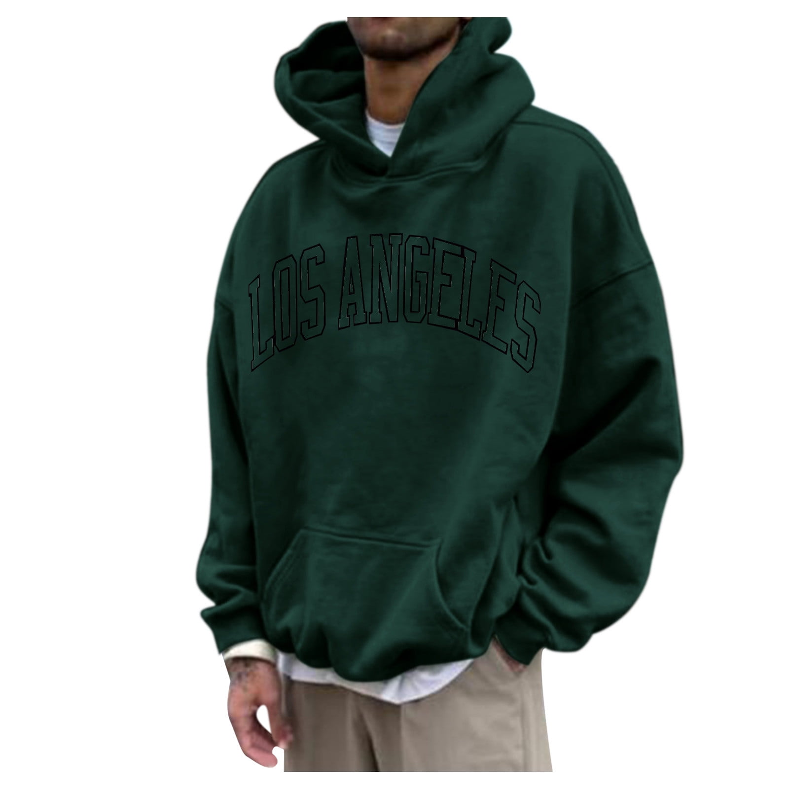 Mens Autumn And Winter Letter Oversize Loose Plus Size Hooded Pullover Sweater Top Blouse Coat Anime Hoodies Light Sweatshirt Men Mens Big And Tall
