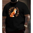 thumbnail image 1 of Mens Autumn Fox Graphic Seasonal Tee T Shirt Tops Comfortable Short Sleeve Round Neck Black S-5XL, 1 of 5