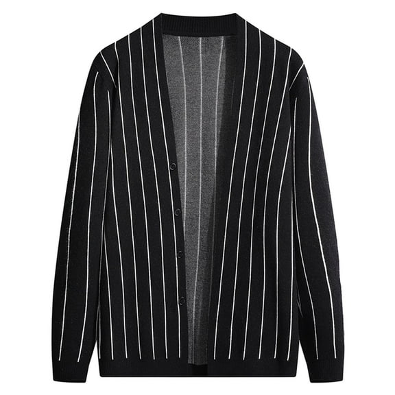 Mens Autumn Leisure Fashion Fasten Pocket Striped Thin Blouse Coat Cardigan Blouse