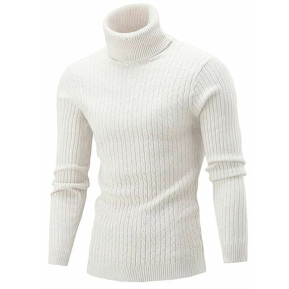 Mens Autumn Spring Slim Fit Turtleneck Sweater Casual Cable Knitted Twisted Basic Pullover Solid Color Jumper Top Shirts