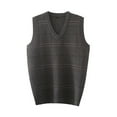 thumbnail image 1 of Mens Autumn Winter Casual Fashion V Neck Sleeveless Knit And Sweater Vest Oversized Sweaters for Men (Brown,L), 1 of 3