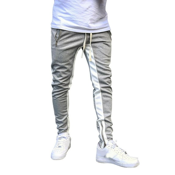 Mens Autumn Winter Leisure Gift Sock Outdoor Sports Jogging Fit Casual Tie Color Foot Mouth Zipper Big N Tall Pants
