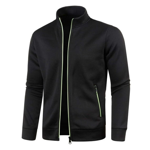 Mens Autumn Winter Zipper Neck Sweater Coat Long Sleeve Solid Fashion Top Outerwear Jacket