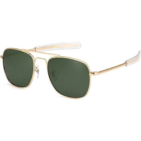 Mens Aviator Sunglasses Polarized 55mm Pilot Military Square Shades with Bayonet Temples