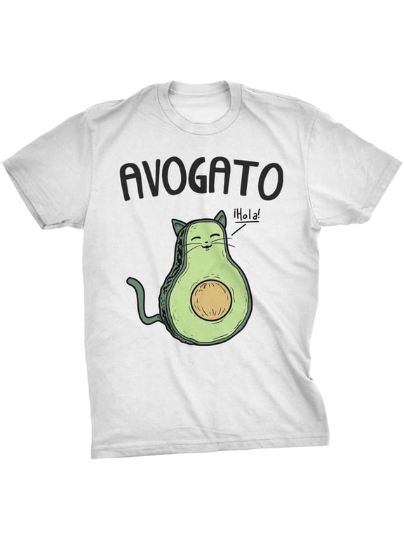 Mens Avogato Funny T shirt Avocado Cat Tee Cute Kitty Face Graphic Novelty Humor Graphic Tees