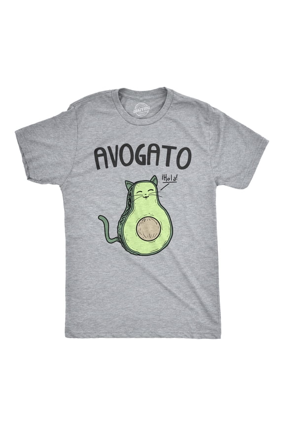 Mens Avogato Funny T shirt Avocado Cat Tee Cute Kitty Face Graphic Novelty Humor Graphic Tees