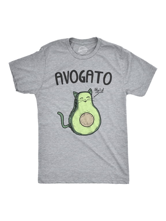 Mens Avogato Funny T shirt Avocado Cat Tee Cute Kitty Face Graphic Novelty Humor Graphic Tees