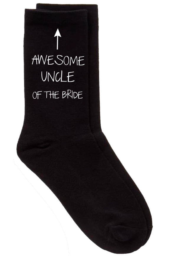 Mens Awesome Uncle Of The Bride Black Calf Socks Wedding Day Marriage Husband Boyfriend Present