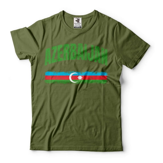 Mens Azerbaijan Flag Tshirt Azerbaijan Patriotic Shirt Azerbaijan National Flag Tee Azerbaijan Gifts (Large Military Green)