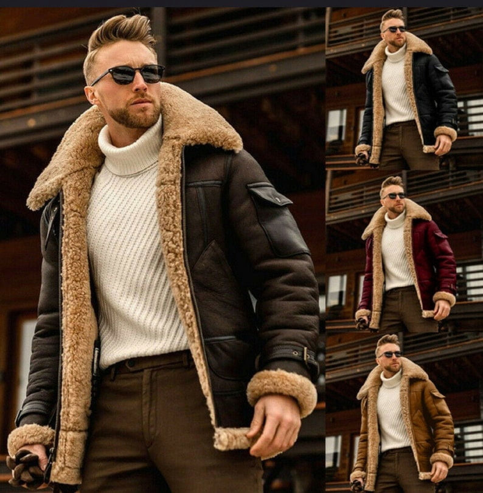 Genuine Leather B3 Hooded Long Men's Fur Coat