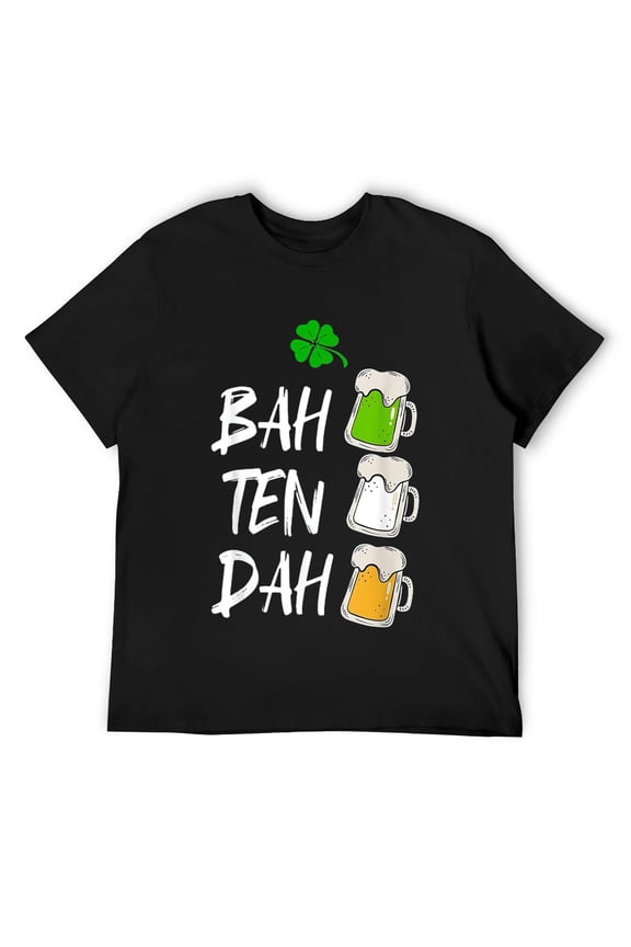 Mens BAH TEN DAH | Funny St Patrick's Day Beer Bartender Gift T-Shirt Black