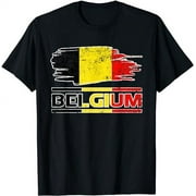 Mens BELGIUM FLAG Gift Pride Patriotic Nation Land Fanshirt T-Shirt