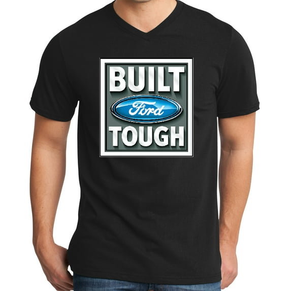 Mens BUILT FORD TOUGH V-neck Tee Shirt, Black, XL