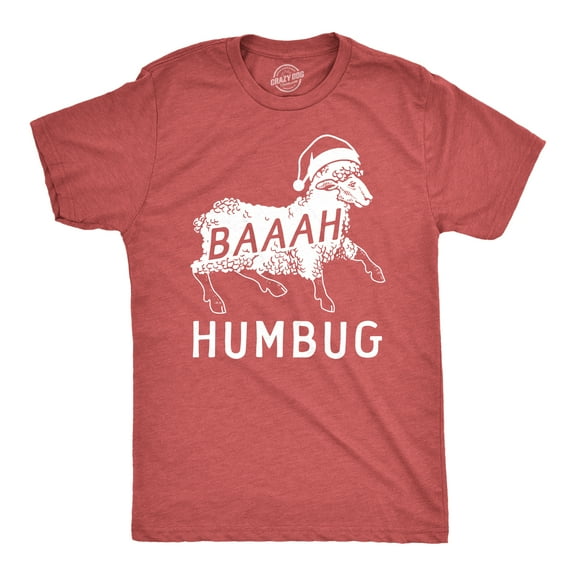 Mens Baaah Humbug T Shirt Funny Xmas Party Scrooge Sheep Tee for Guys Graphic Tees