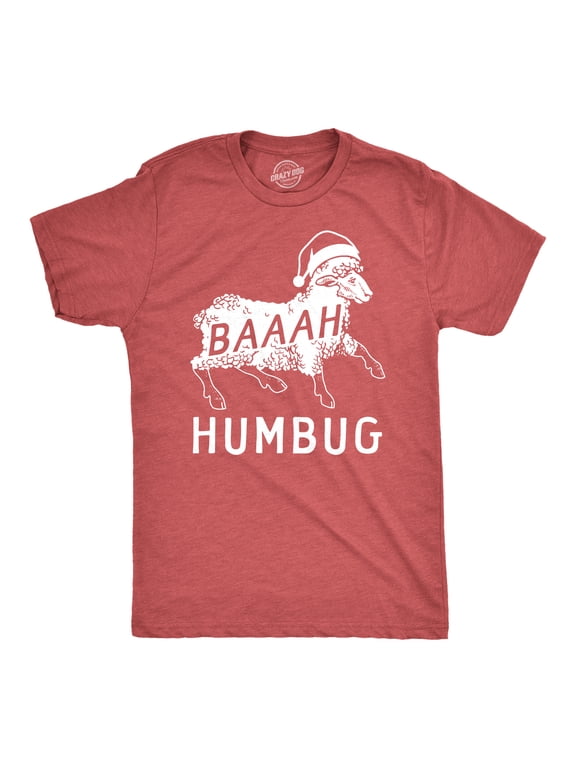 Mens Baaah Humbug T Shirt Funny Christmas Party Scrooge Sheep Tee for Guys Graphic Tees