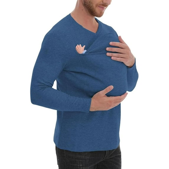 Mens Baby Carrier T Shirt, Kangaroo Shirt for Dad and Baby, Kangaroo Pocket T-Shirt for Men