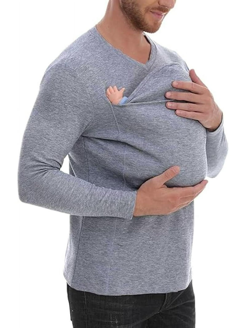 Baby Wrap Kangaroo Pouch Shirt For Dad Mens Baby Carrier T Shirt