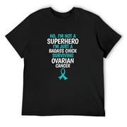 Mens Badass Chick Surviving Ovarian Cancer Quote Funny T-Shirt Black Large