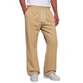thumbnail image 1 of Mens Baggy Bootcut Sweatpants Wide Leg Flared Stretch Elastic Waist Drawstring Cotton Lounge Workout Casual Pants Khaki M, 1 of 1