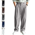 thumbnail image 1 of Mens Baggy Dress Pants Old Money Pleated Casual Wide Leg Slacks Fall Lightweight Comfort Work Business Trouser for Daily Wea Gray M, 1 of 10