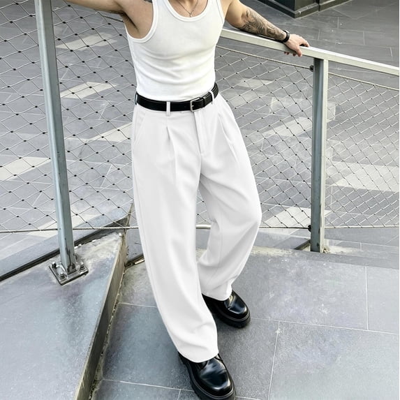 Mens Baggy Dress Pants Old Money Pleated Casual Wide Leg Slacks Relaxed Fit Lightweight Work Business Trouser, 2XL