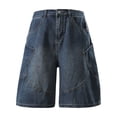 thumbnail image 1 of Mens Baggy Jean Shorts Loose Fit Vintage Wide Leg Jorts Y2K Streetwear Hip Hop Casual Denim Shorts Size 3XL Blue, 1 of 6