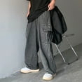 thumbnail image 1 of Mens Baggy Jeans Autumn Winter Retro Sag Loose Wide Leg Casual Large Pocket Cargo Denim Wash Daddy Pants Holiday Wear, 1 of 6