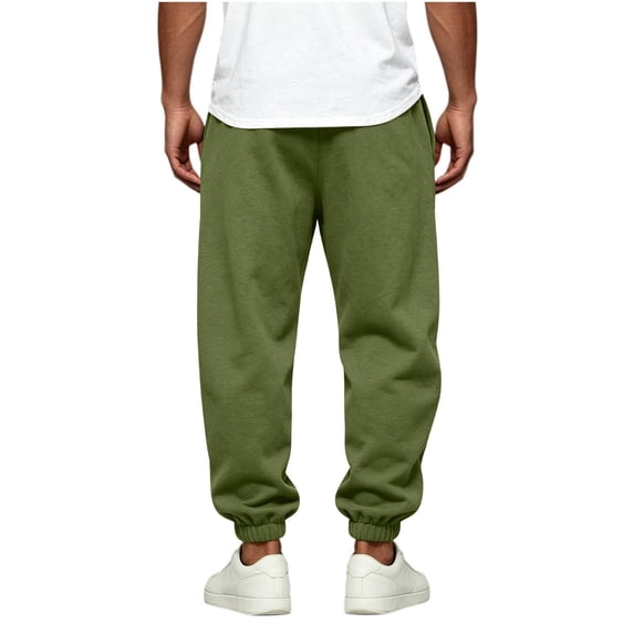 Mens Baggy Jogger Sweatpants with Pockets Cuffed Pants Winter Lounge Workout Army Green 2XL