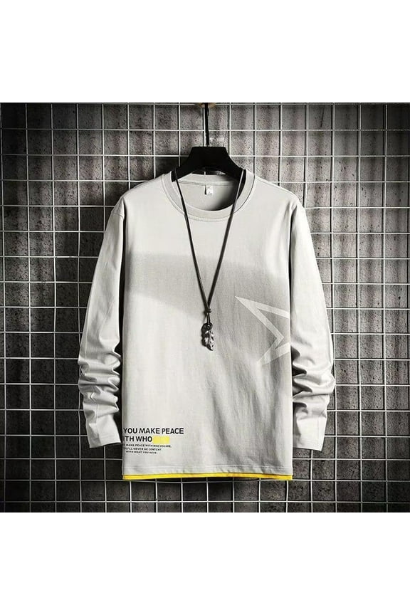 Mens Baggy Long Sleeve T Shirt Sports Crew Neck Tee Shirts Blouse Pullover Tops