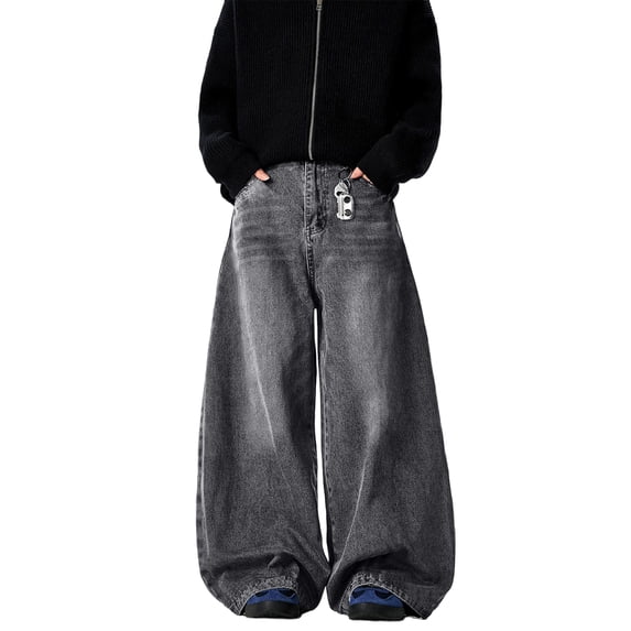 Mrmall Mens Baggy Loose Fit Jeans Wide Leg Long Jeans Vintage Y2K Hip Hop Denim Jeans Streetwear