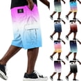 thumbnail image 1 of Mens Baggy Shorts Drawstring Elastic Waist Gradient Cargo Shorts Summer Causal Sport Shorts with Multi-Pockets, 2XL, 1 of 6