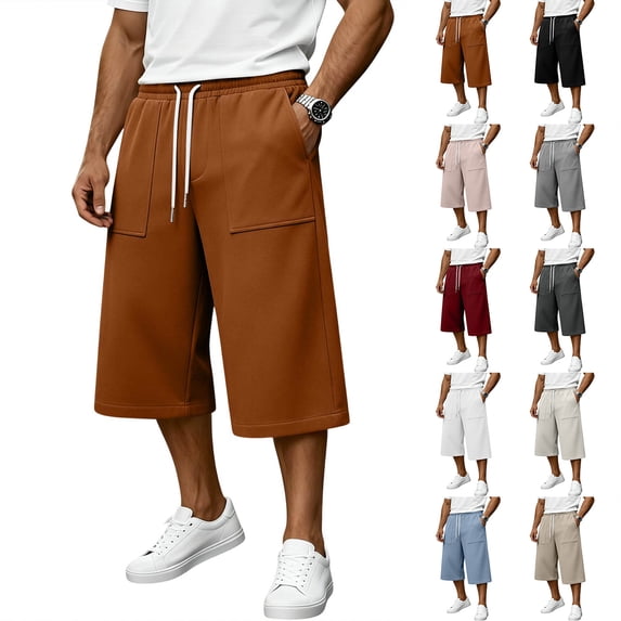 Mens Baggy Sweat Shorts Gym Athletic Basketball Summer Workout Lounge Beach Drawstring Shorts with Big Pockets