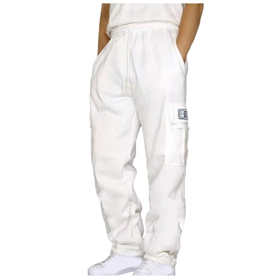 Mens Baggy Sweatpants Camo Men's Cargo Pants Sweatpants Jogger Work Trousers Relaxed Fit Loose Casual Lightweight Slacks with Multi Pockets Black Fleece Fined